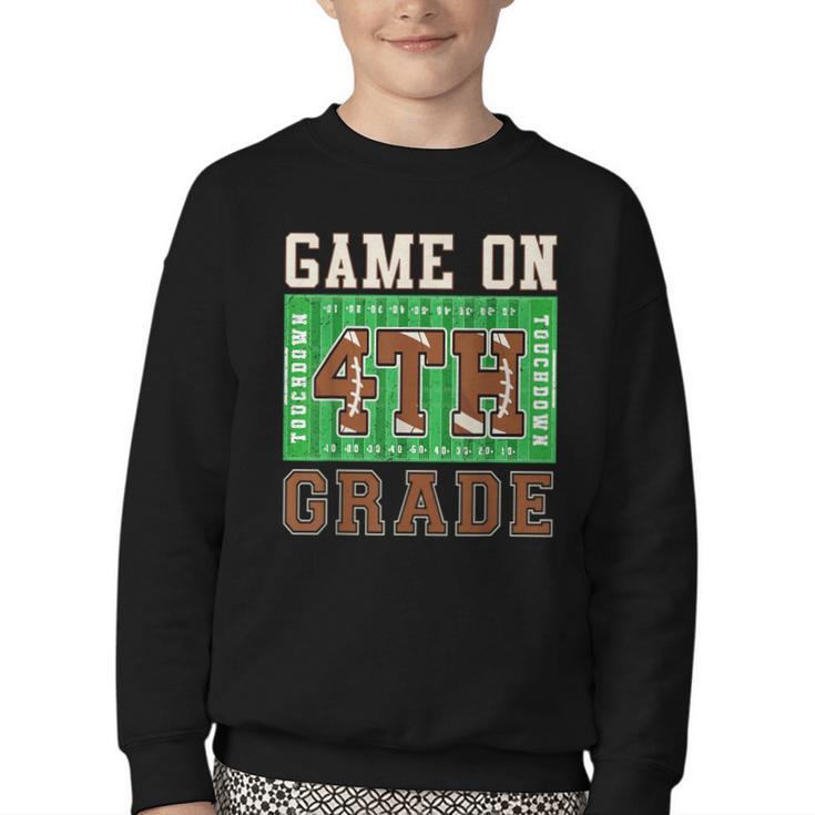 4th Grade Boys Kids Football Back To School Fourth Grade Youth Crewneck Sweatshirt