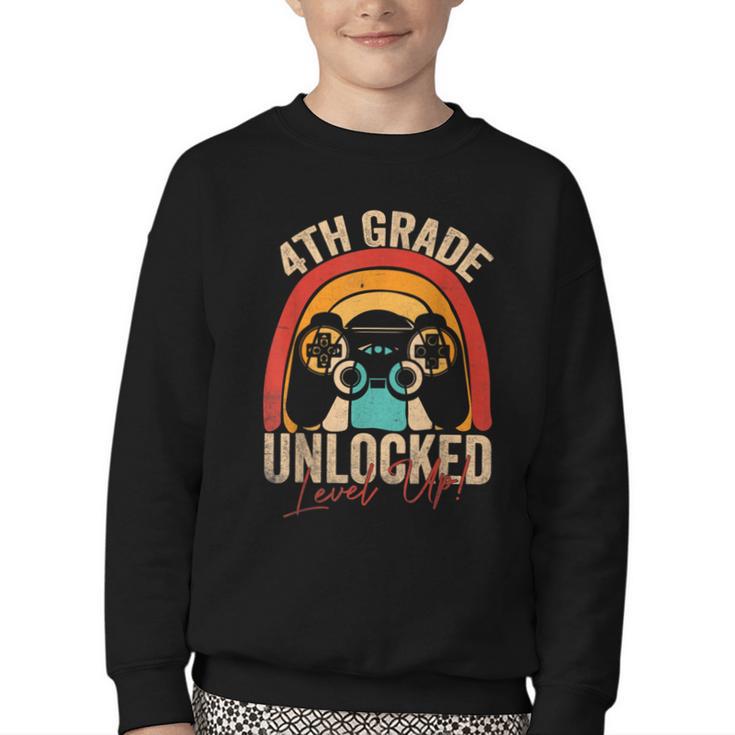4th Grade Unlocked Level Up Gamer Back To School Fourth Youth Crewneck Sweatshirt