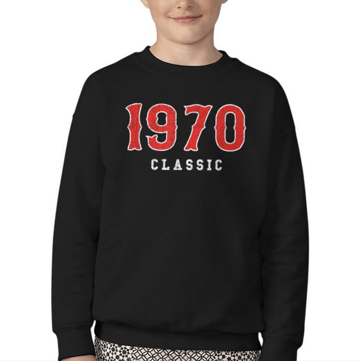 55 Year Old 1970 Classic Baseball Fan 55th Birthday Youth Crewneck Sweatshirt