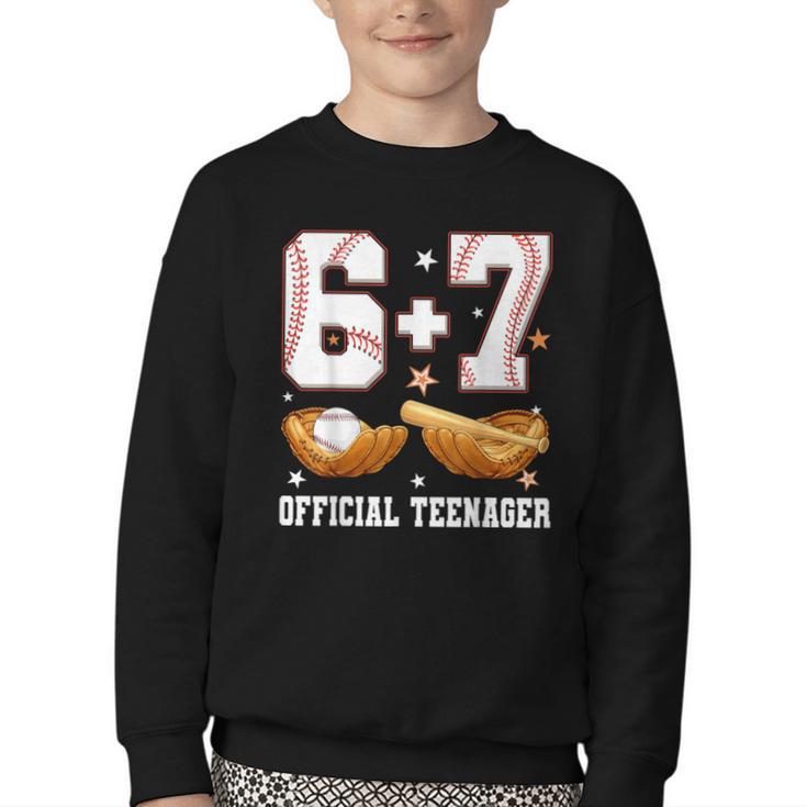 67 13 Year Old Official Teenager Baseball Boy 13th Birthday Youth Crewneck Sweatshirt