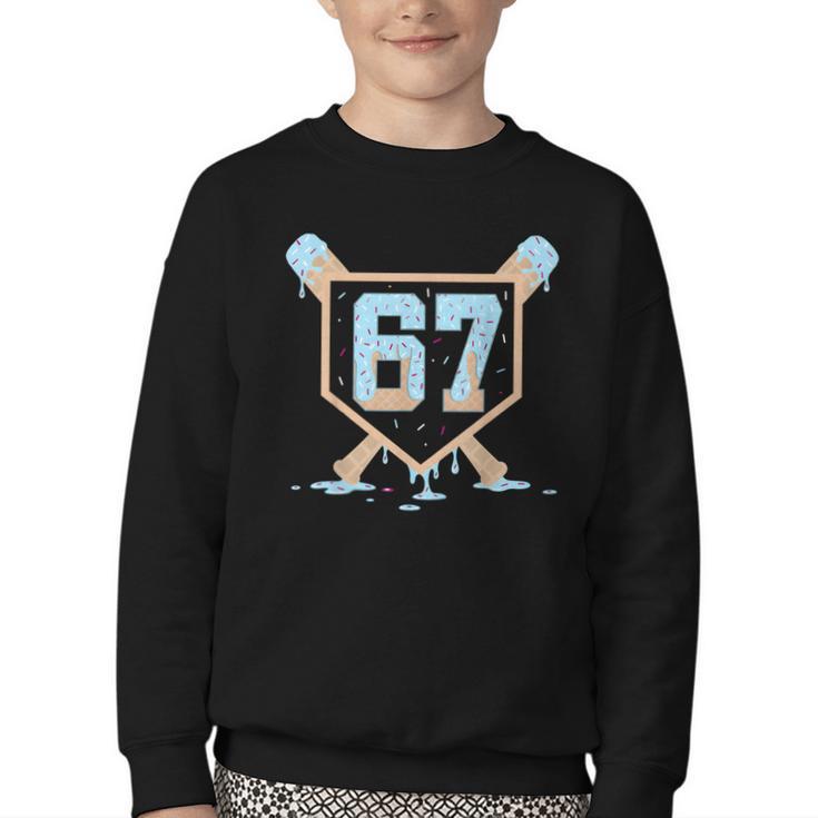 67 Ice Cream Drip Baseball Meme Six Seven Gen Alpha Youth Crewneck Sweatshirt 67 Ice Cream Drip Baseball Meme Six Seven Gen Alpha Youth Crewneck Sweatshirt