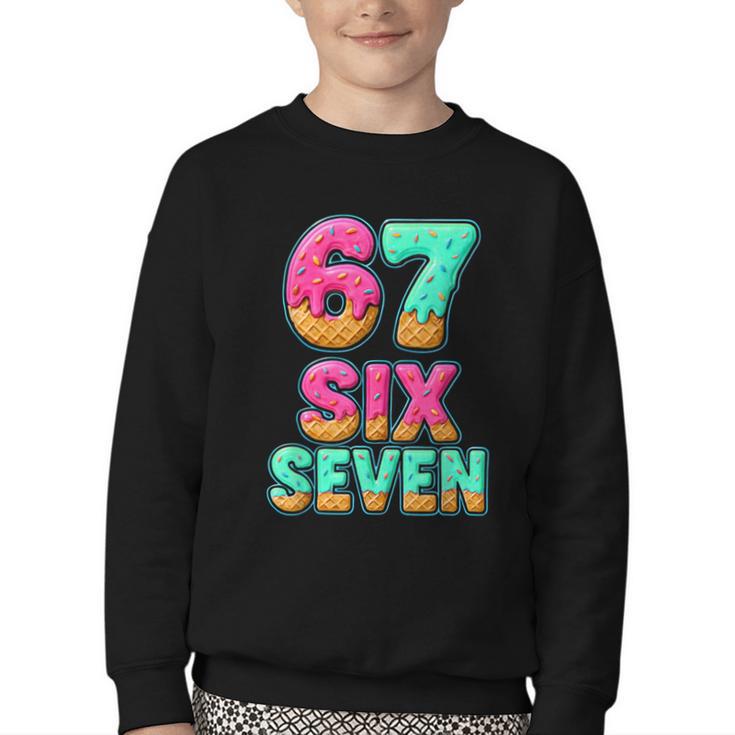67 Ice Cream Drip Baseball Six Seven 6-7 Meme Teen Boy Youth Crewneck Sweatshirt
