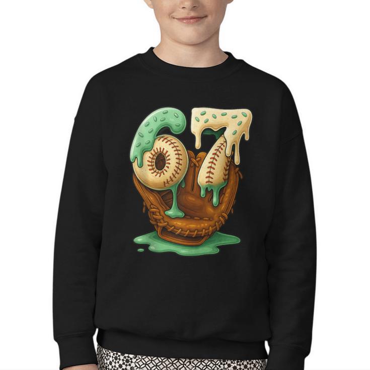 67 Ice Cream Drip Six Seven Baseball Youth Crewneck Sweatshirt
