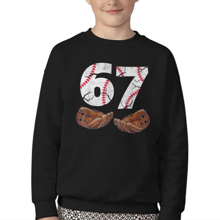 67 Trend Baseball Six Seven Number For Boys Men Youth Crewneck Sweatshirt