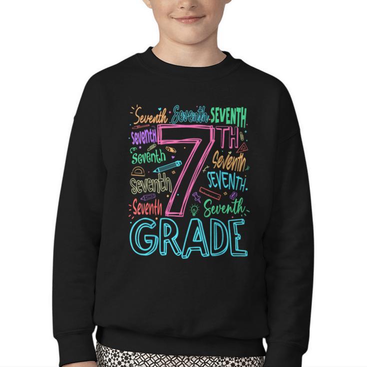 7th Grade Typography Team Seventh Grade Back To School Kids Youth Crewneck Sweatshirt