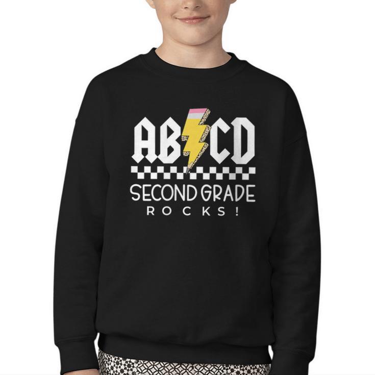 ABCD Second Grade Rocks First Day Of School Back To School Youth Crewneck Sweatshirt