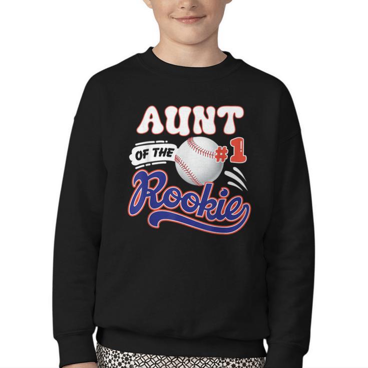 Aunt Rookie Of Year 1st Birthday Baseball Theme Matching Youth Crewneck Sweatshirt Aunt Rookie Of Year 1st Birthday Baseball Theme Matching Youth Crewneck Sweatshirt