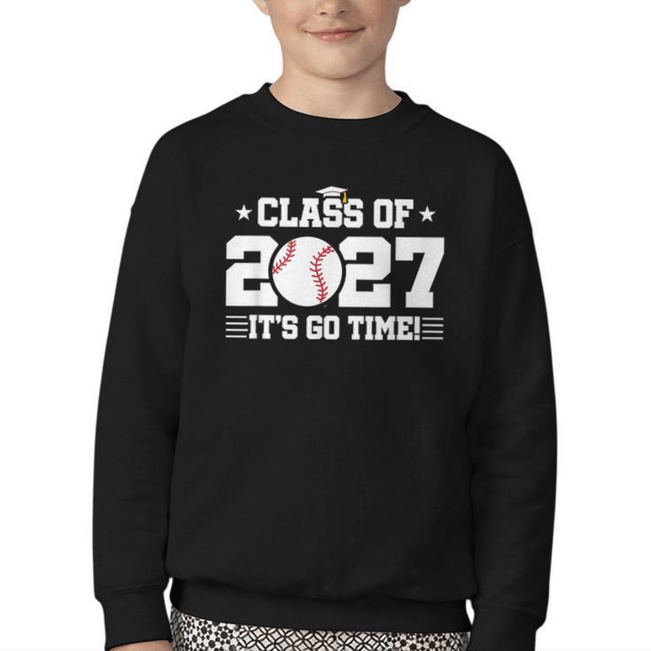 Back To School 2027 Baseball 2027 Graduation Class Of 2027 Youth Crewneck Sweatshirt