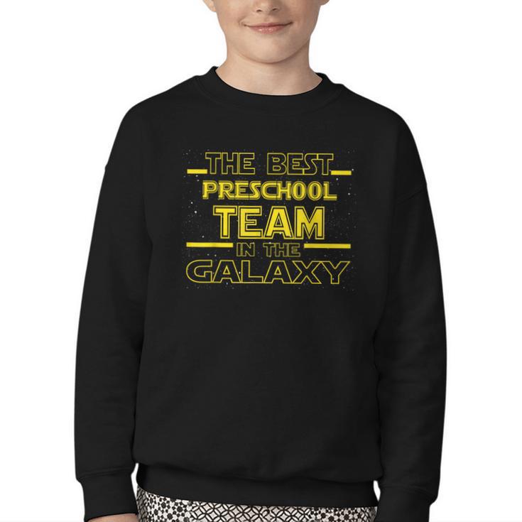 Back To School Best Preschool Team In The Galaxy Space Out Youth Crewneck Sweatshirt