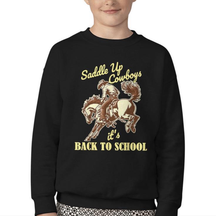Back To School Cowboy Rodeo Country Western Saddle Up Boys Youth Crewneck Sweatshirt