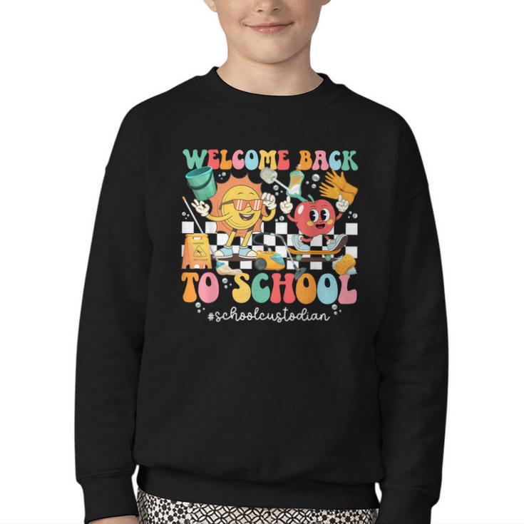 Back To School Custodian First Day Of School Custodian Youth Crewneck Sweatshirt