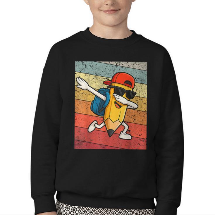 Back To School Dabbing Pencil First Day Boys Kids Youth Crewneck Sweatshirt