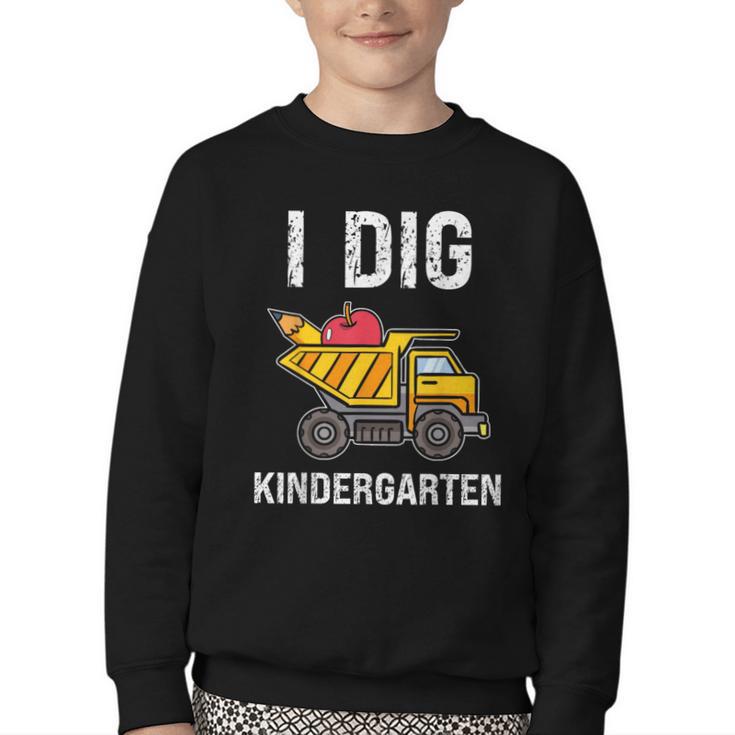 Back To School I Dig Kindergarten Dumping Truck Boys Girls Youth Crewneck Sweatshirt