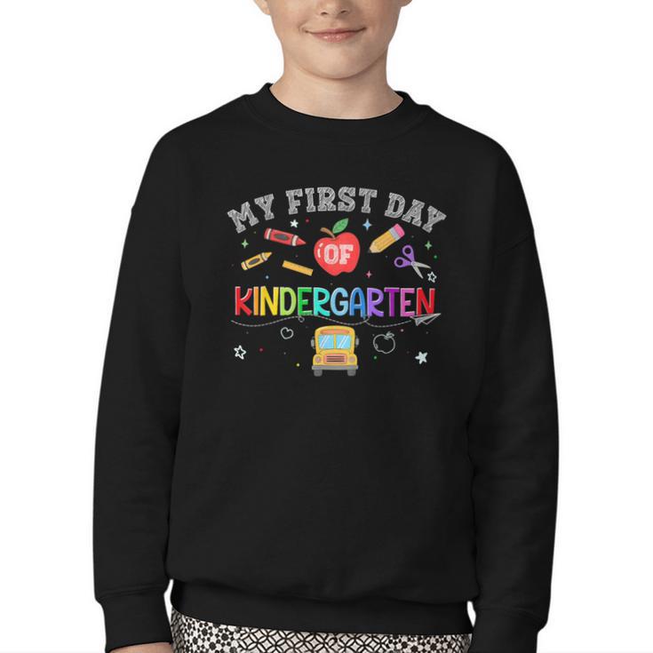 Back To School My First Day Of Kindergarten Boy Girl Youth Crewneck Sweatshirt