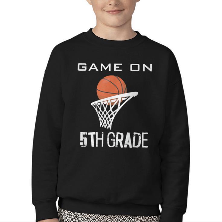 Back To School Game On 5th Grade Basketball Kids Youth Crewneck Sweatshirt