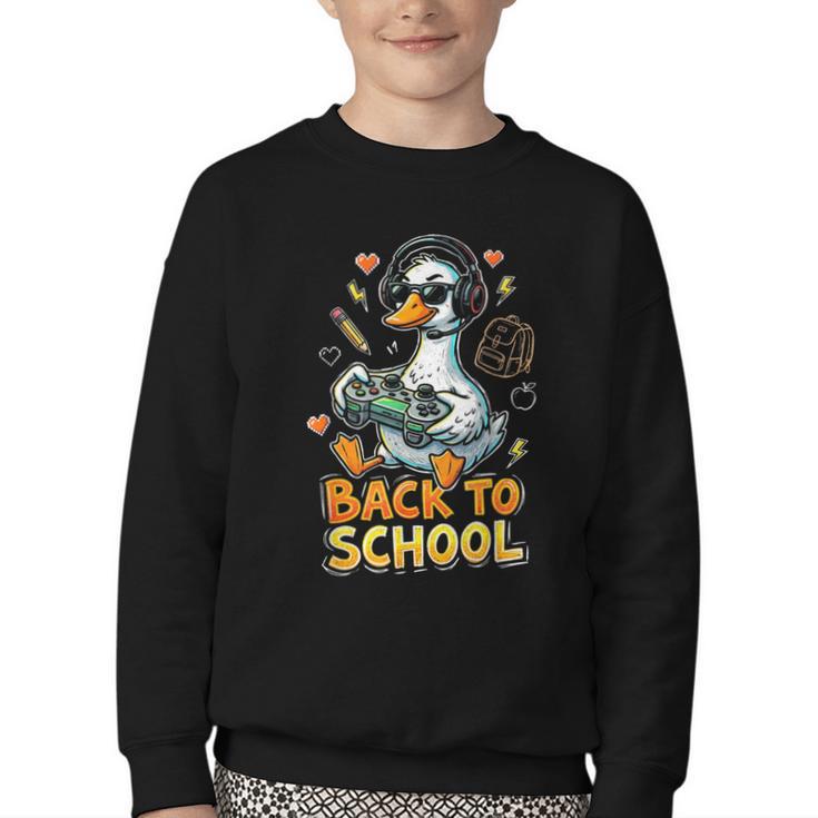 Back To School Gaming Kindergarten First Grade Goose Boys Youth Crewneck Sweatshirt