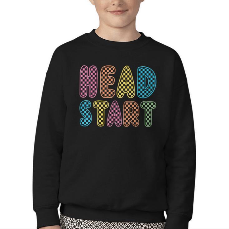 Back To School Head Start First Day Men Women Kid Checkered Youth Crewneck Sweatshirt