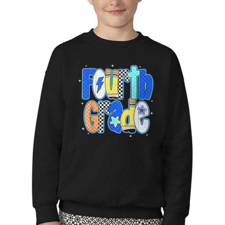 Back To School Hello Fourth Grade Team 4th Grade Boy Girl Youth Crewneck Sweatshirt