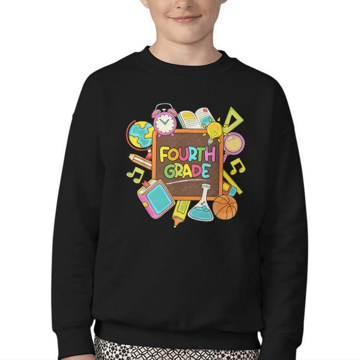 Back To School Hello Fourth Grade Team 4th Grade Boys Girls Youth Crewneck Sweatshirt