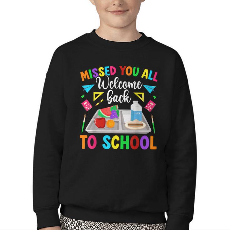 Back To School Lunch Lady First Day Of School Lunch Lady Youth Crewneck Sweatshirt