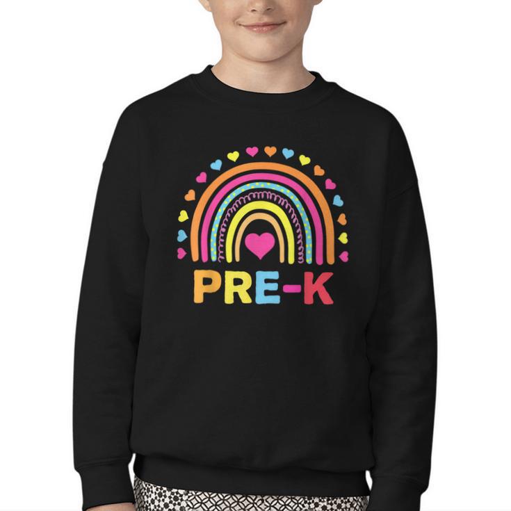 Back To School Shirt Rainbow Happy First Day Of Pre-K Youth Crewneck Sweatshirt