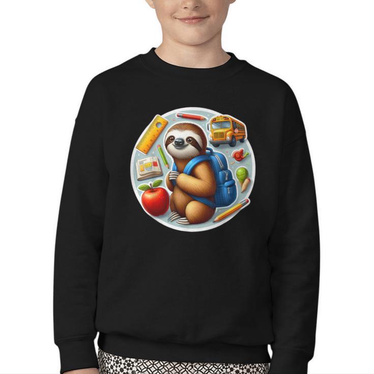 Back To School Sloth Boys Girls Student Kids Lover Child New Youth Crewneck Sweatshirt Back To School Sloth Boys Girls Student Kids Lover Child New Youth Crewneck Sweatshirt