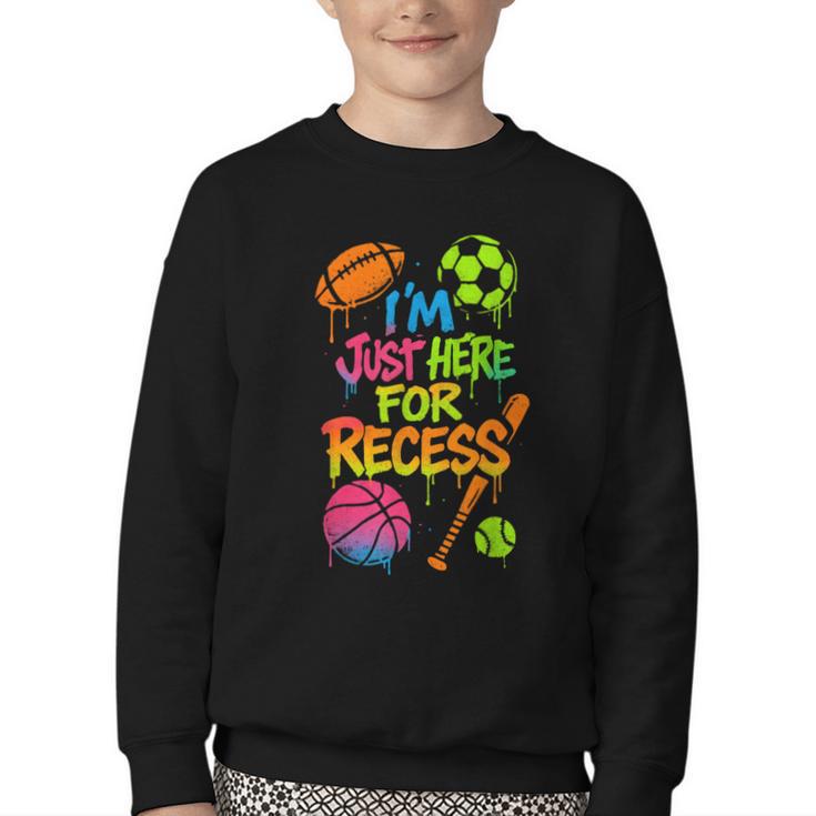 Back To School Sports Basketball Football Recess Youth Crewneck Sweatshirt