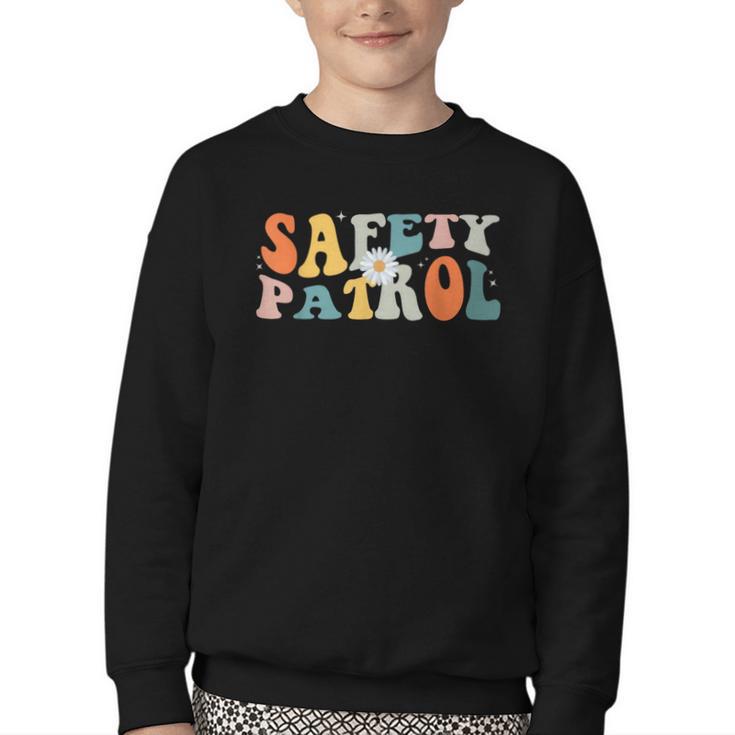 Back To School Student Safety Patrol Groovy Retro Youth Crewneck Sweatshirt