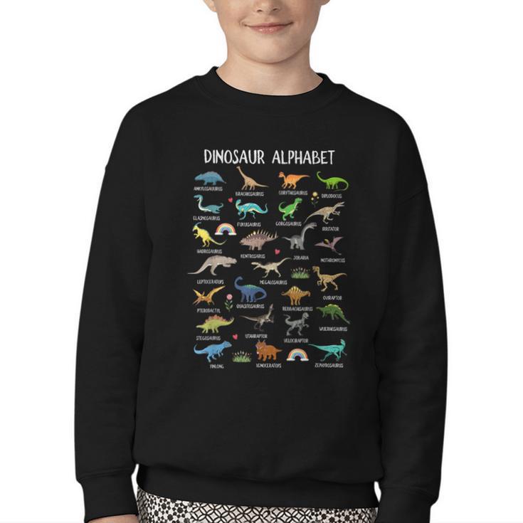 Back To School Types Of Dinosaurs Alphabet Identification Youth Crewneck Sweatshirt