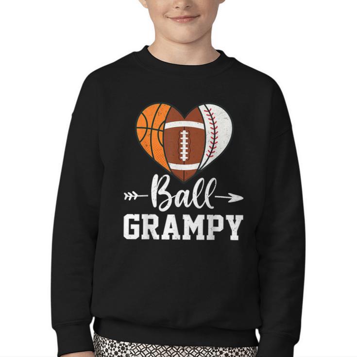 Ball Grampy Basketball Football Baseball Player Youth Crewneck Sweatshirt