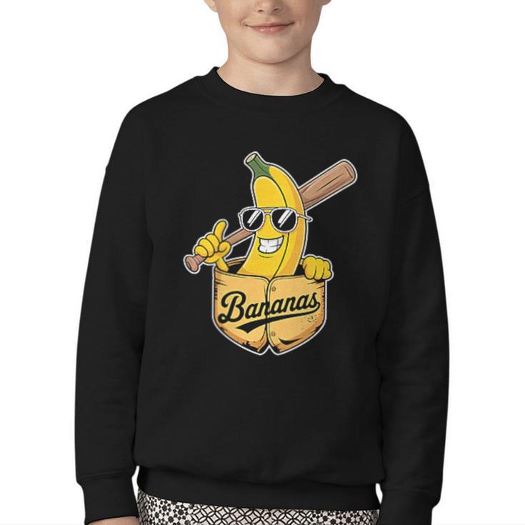 Banana Baseball Fruit Youth Crewneck Sweatshirt