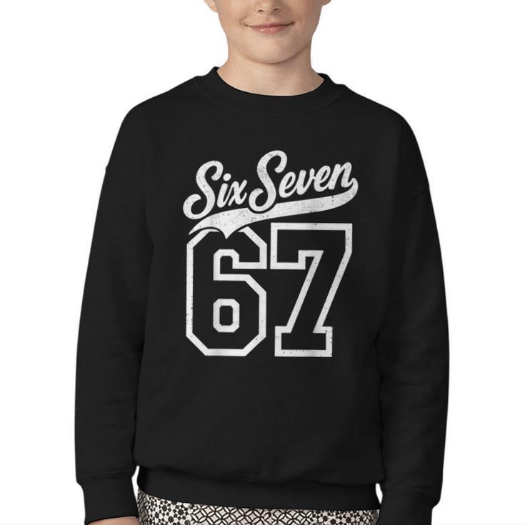 Baseball 6 7 Number 67 Six Seven Meme Boys Youth Kids Youth Crewneck Sweatshirt