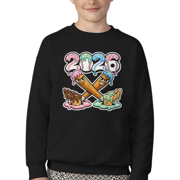 Baseball Bat 2026 Hands Drip Boys Ice Cream Dripping Youth Youth Crewneck Sweatshirt