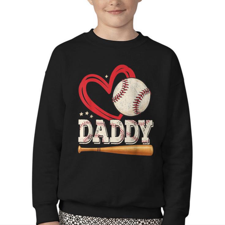 Baseball Daddy Baseball Heart Family Matching Youth Crewneck Sweatshirt