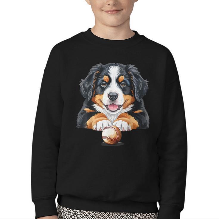 Baseball Dog Men & Women Youth Crewneck Sweatshirt