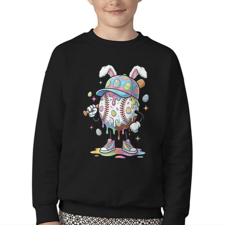 Baseball Drip Ice Cream Apparel Youth Boy Easter Day Youth Crewneck Sweatshirt
