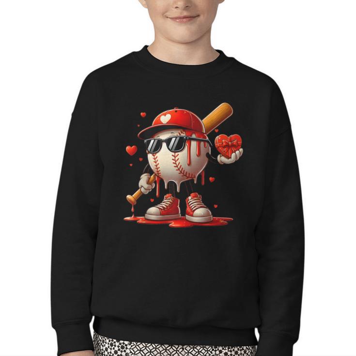 Baseball Drip Ice Cream Apparel Youth Boy Valentine Youth Crewneck Sweatshirt