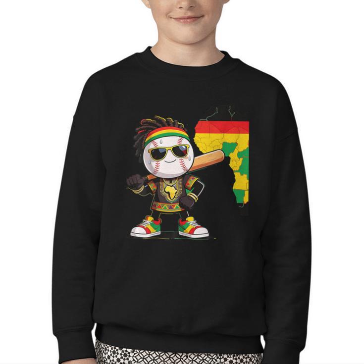 Baseball Drip Ice Cream Boys Youth Kids History Month Youth Crewneck Sweatshirt