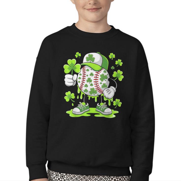 Baseball Drip Ice Cream Shamrock Irish St Patricks Men Youth Crewneck Sweatshirt