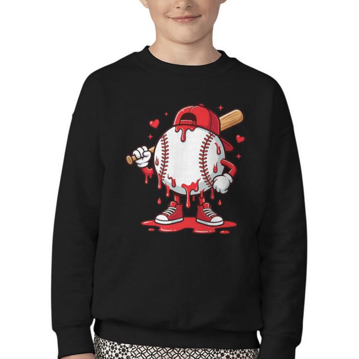 Baseball Drip Icecream Men Boy Valentine Youth Crewneck Sweatshirt Baseball Drip Icecream Men Boy Valentine Youth Crewneck Sweatshirt