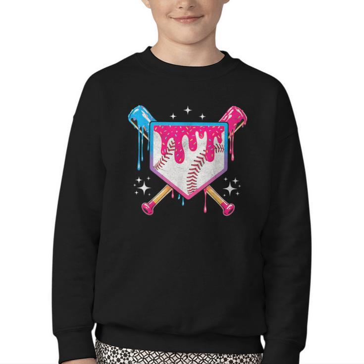 Baseball Drip Purple Glove Respect The Drip Youth Boys Girls Youth Crewneck Sweatshirt