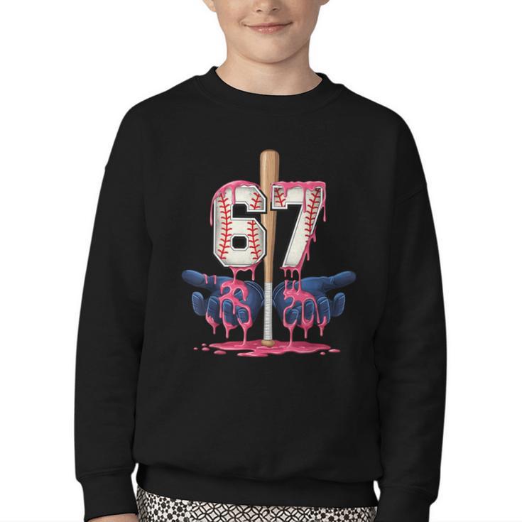 Baseball Drip Shirt Youth Baseball Glove Drip Ice Cream Youth Crewneck Sweatshirt