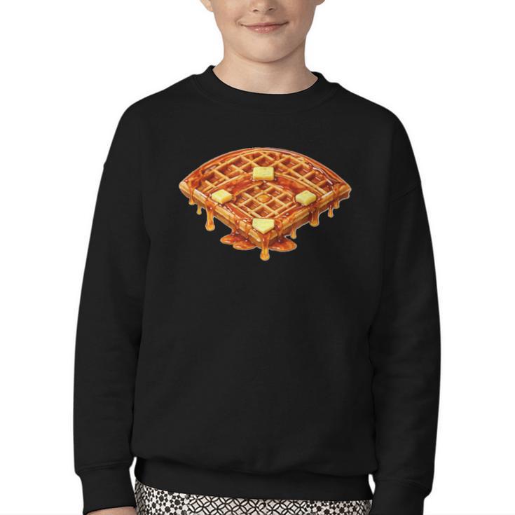 Baseball Dripping Waffle Field Youth Crewneck Sweatshirt