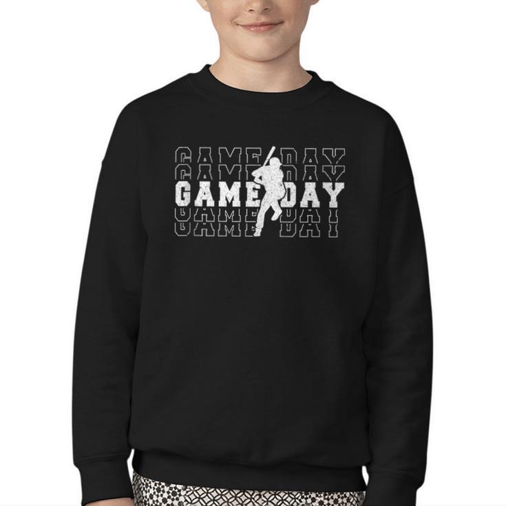 Baseball Game Day Team Sport Player Coach Batter Family Fans Youth Crewneck Sweatshirt