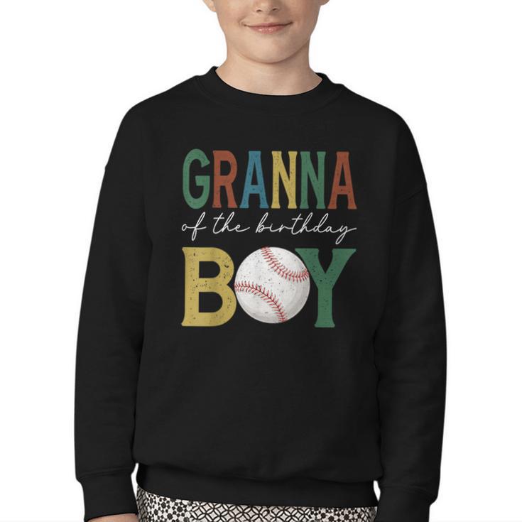 Baseball Granna Of The Birthday Boy Family Matching Youth Crewneck Sweatshirt