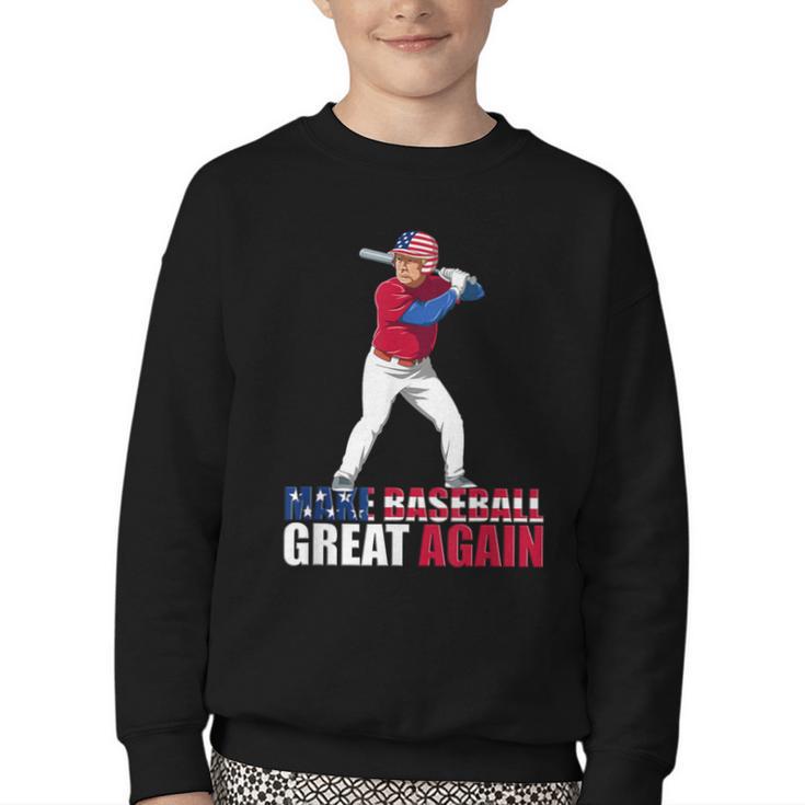 Make Baseball Great Again Donald Trump Baseball Youth Crewneck Sweatshirt