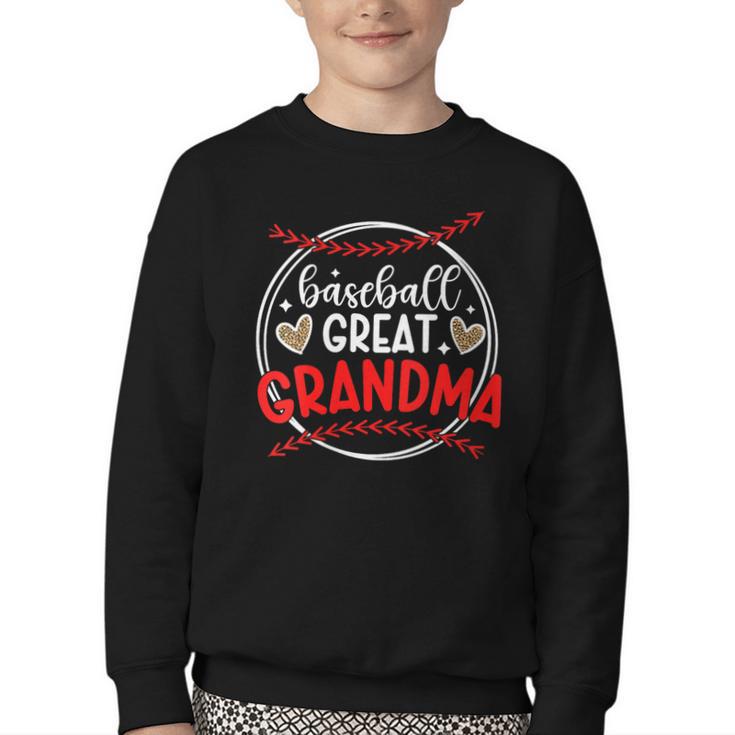 Baseball Great Grandma Of A Baseball Player Great Grandma Youth Crewneck Sweatshirt