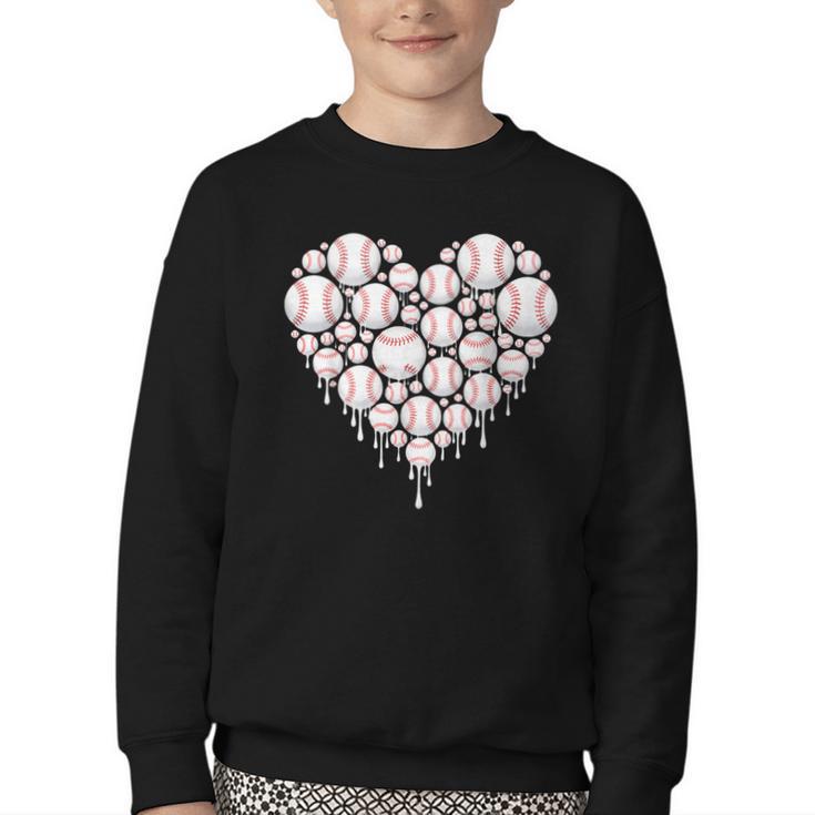 Baseball Heart Drip Valentine's Day Baseball Lover Boys Men Youth Crewneck Sweatshirt