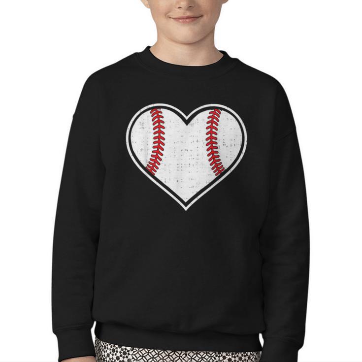 Baseball Heart Love Sport Valentines Day Men Women Boys Kids Youth Crewneck Sweatshirt