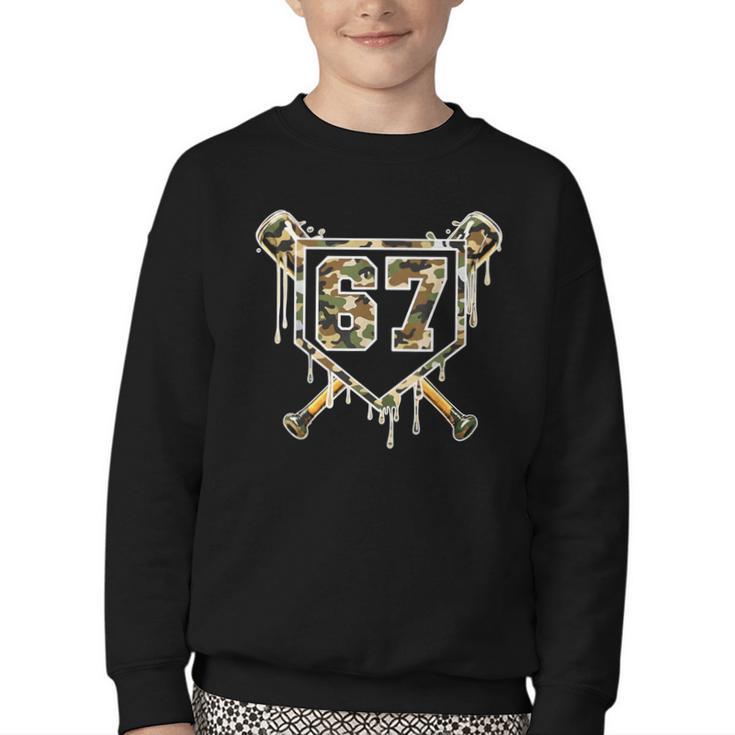 Baseball Ice Cream Drip 67 Camo Six Seven Meme Youth Crewneck Sweatshirt